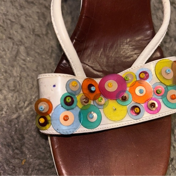 Donald J. Pliner Women's White Sandal Heels with Multicolor Accents - Picture 9 of 9